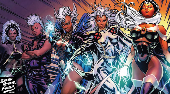 Storm With the map of Africa on her face, silver hair and della robbia blue eyes, Ororo is one of the most powerful and (as her name suggests) beautiful mutants in the X-men pantheon. The vain reigning queen consort of Wakanda (a fictional African nation), after marrying King T’Challa, is known as Black Panther. Storm is a mutant with the psionic ability to control weather, an expert in espionage, and one of the most skilled fighters, she was one of the first black super heroines to grace comic book pages. 