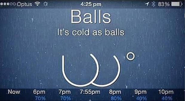 It's cold as Balls!!